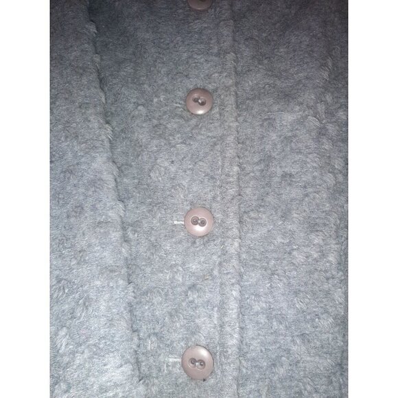 MARALYCE FERREE Vintage Button Up Coat Gray Swiss Dot Size Large Made in USA - Picture 5 of 8